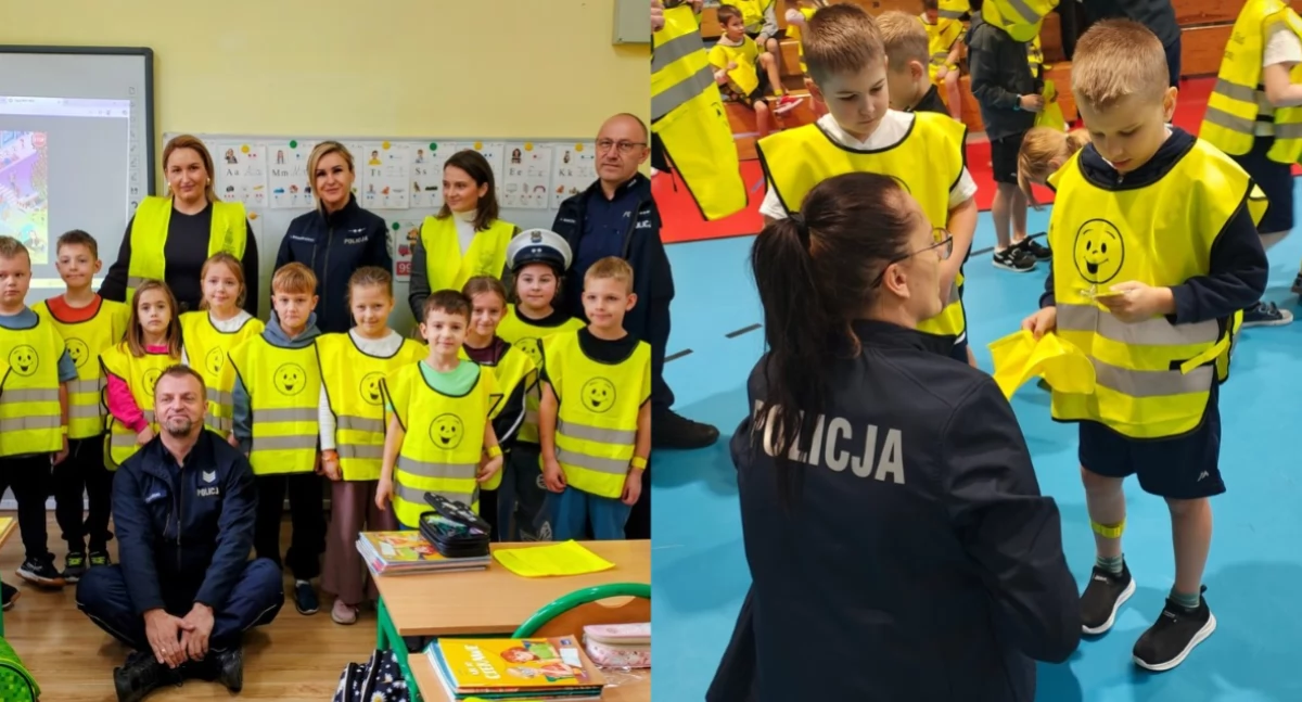 Na zdjęciu fragmenty spotkań w szkołach na terenie gminy Działoszyn / Fot. KPP Pajęczno