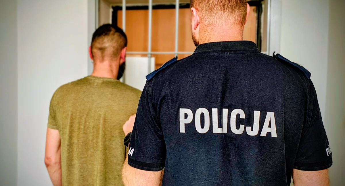 Na zdjęciu moment zatrzymania mężczyzny / Fot. KPP Radomsko 