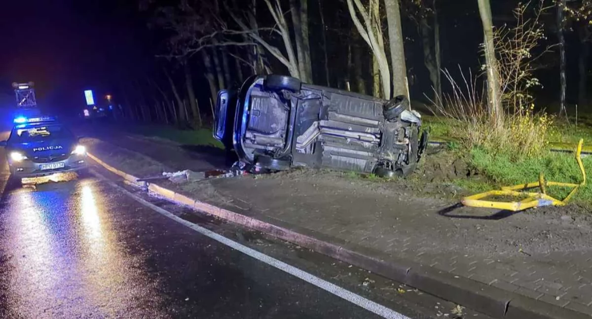 wypadki i kolizje, Nocny incydent drogowy Słupii Kępnem latka kierowała alkoholu - zdjęcie, fotografia