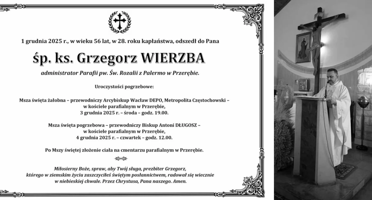 odeszli od nas, żyje Grzegorz Wierzba były proboszcz parafii Kolonii Lisowice wikariusz parafii Trębaczewie - zdjęcie, fotografia