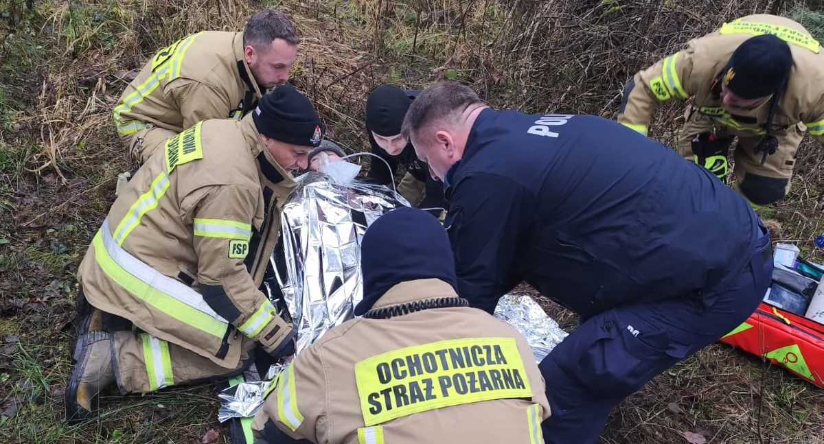 Zdjęcie z akcji poszukiwań i odnalezienia zaginionego mężczyzny w gminie Osjaków / fot.: KP PSP Wieluń