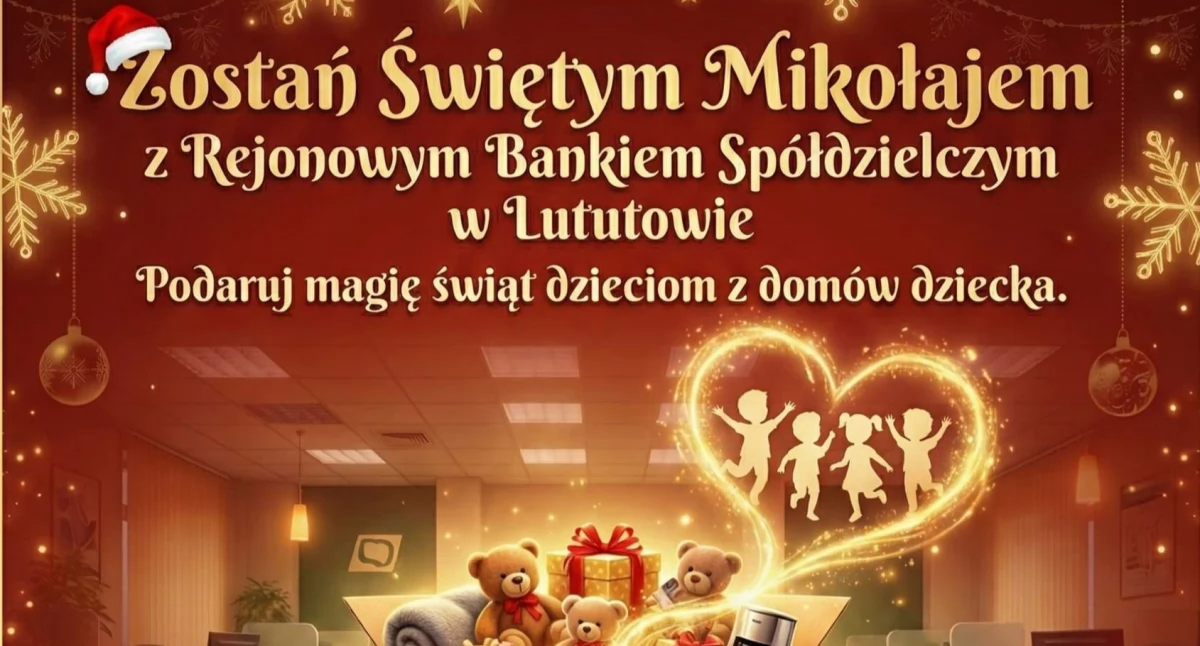 akcja charytatywna, Zostań Świętym Mikołajem akcja Rejonowym Bankiem Spółdzielczym Lututowie - zdjęcie, fotografia