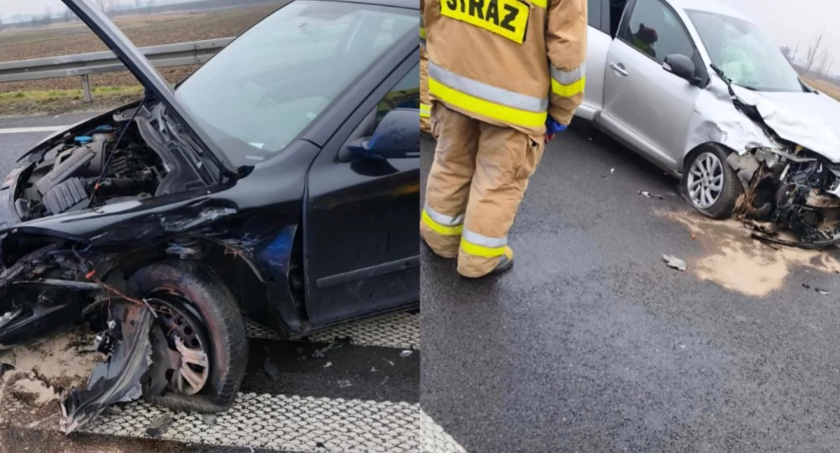 Na zdjęciu miejsce wypadku w miejscowości Dąbrowa / Fot. Facebook / OSP Dąbrowa