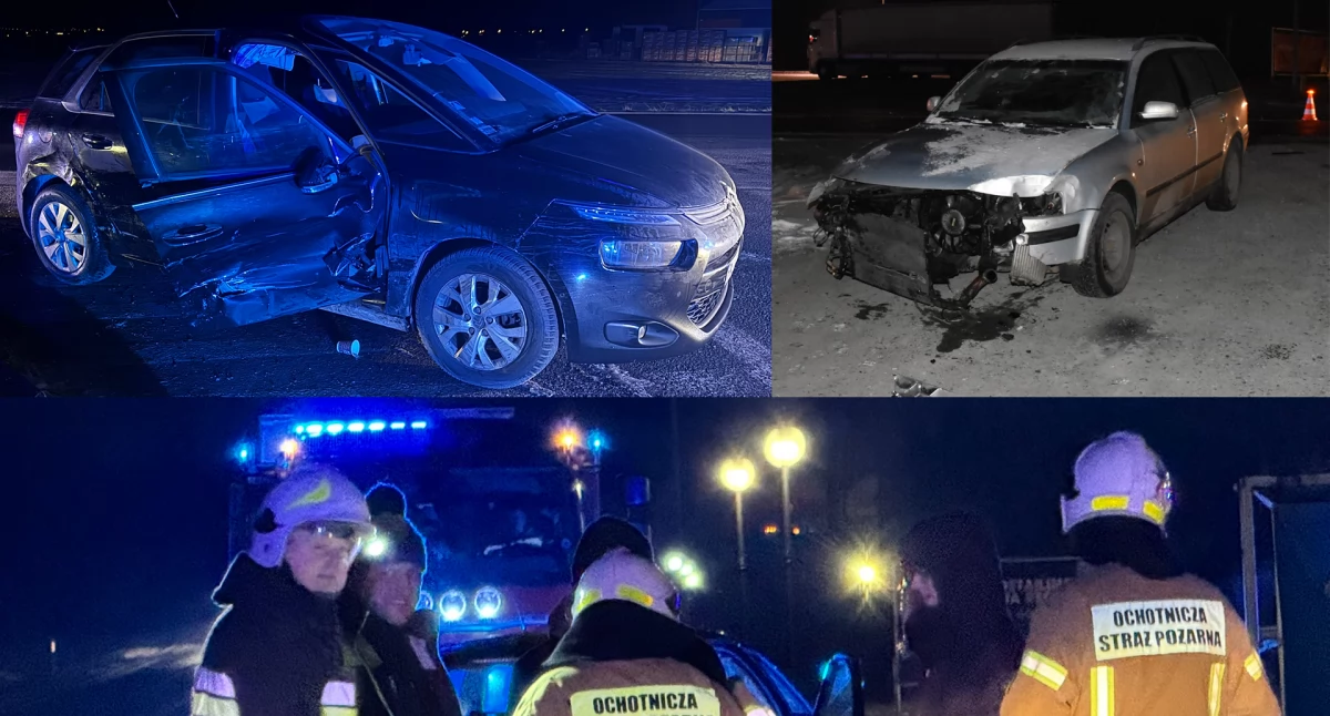 Na zdjęciach samochody, które się zderzyły w miejscowości Nowy Świat pod Wieluniem / fot.: Sławomir Rajch
