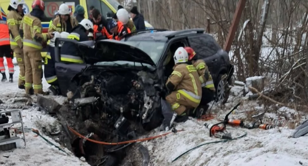 Na zdjęciu Citroen, którym poruszał się 40-letni kierowca / Fot. Facebook / OSP Warta 