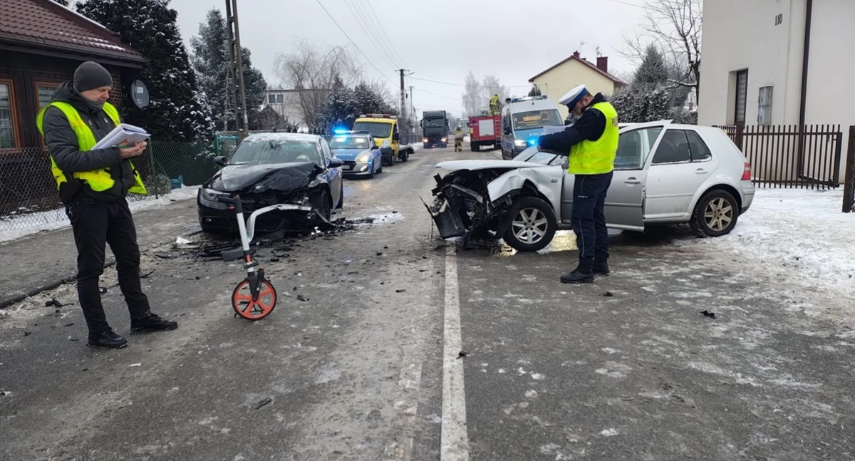 Na zdjęciu miejsce wypadku w Woźnikach / Fot. KPP Radomsko 