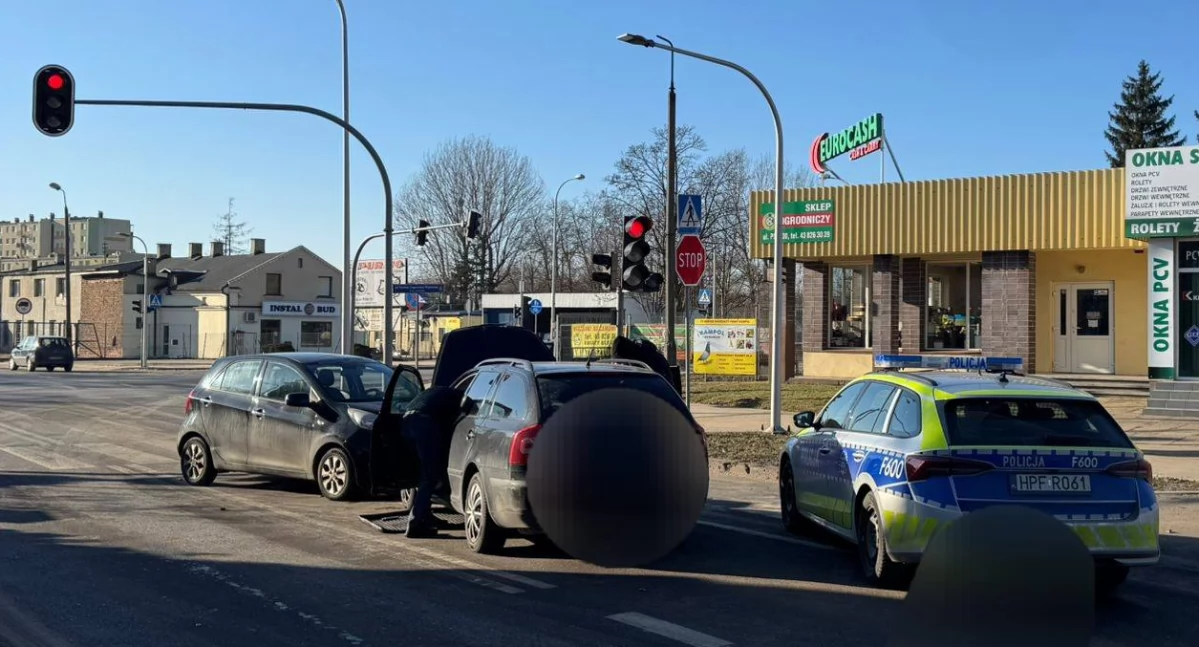 Na zdjęciu miejsce wypadku w Sieradzu / Fot. Facebook / KPP Sieradz
