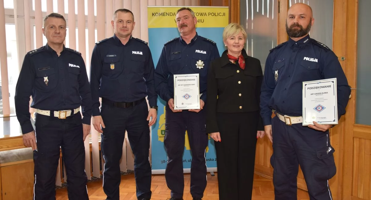 Zdjęcie z odprawy rocznej w Komendzie Powiatowej Policji w Wieluniu/fot.: KPP w Wieluniu