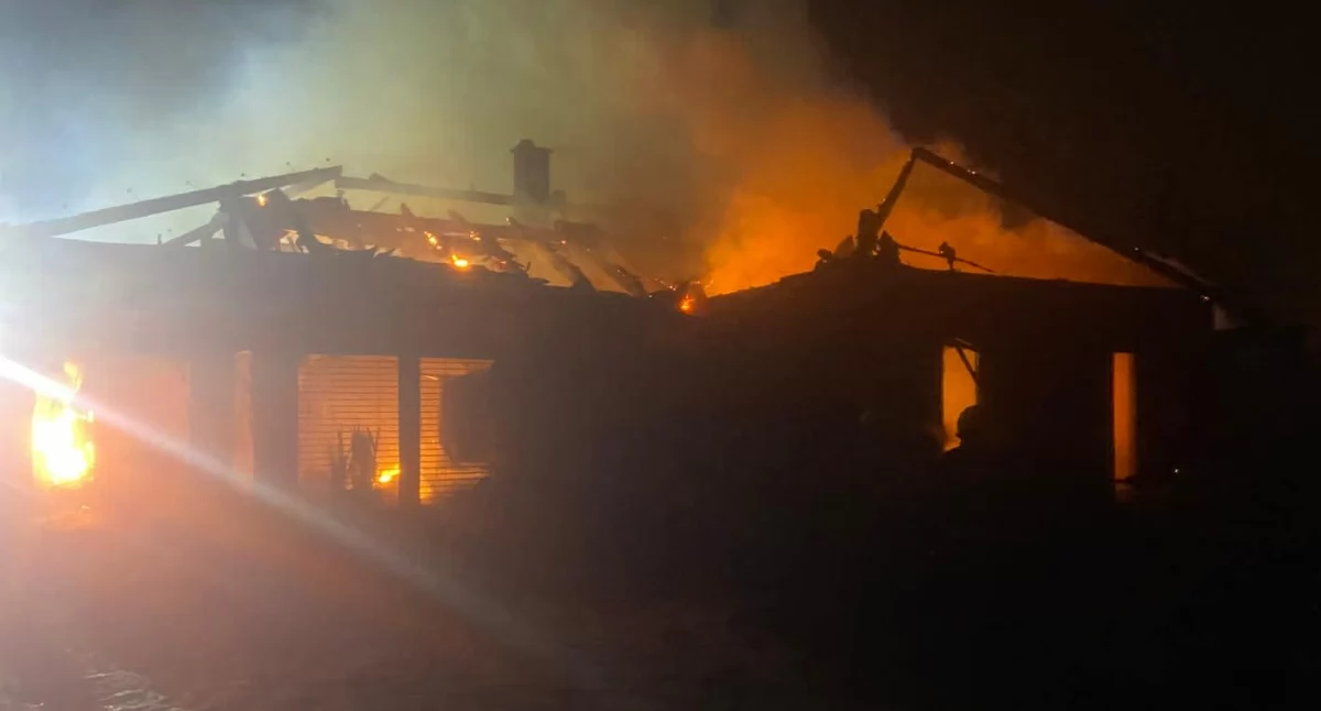Zdjęcie z miejsca pożaru/fot.: KP PSP Wieluń