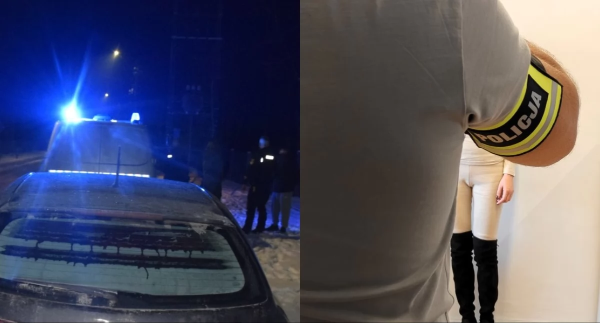 Na zdjęciu miejsce zdarzenia oraz kobieta, która spowodowała kolizję drogową / Fot. KPP Łask