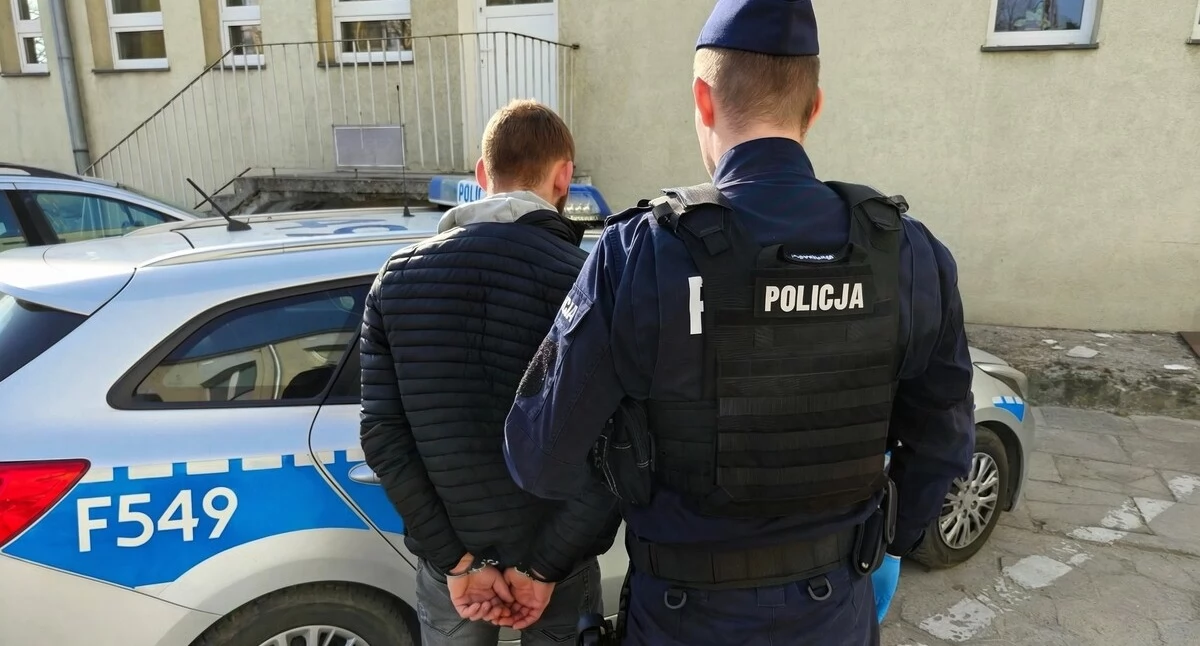 Na zdjęciu zatrzymany mężczyzna / Fot. KPP Łask