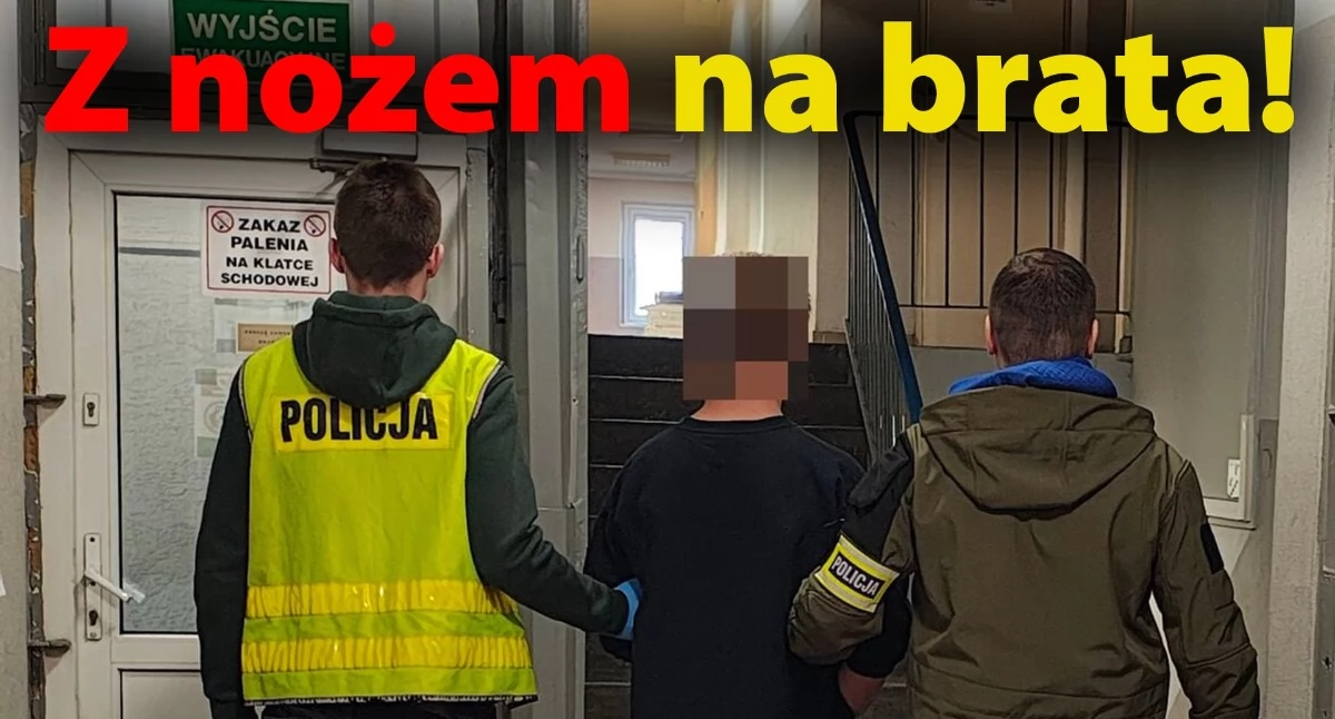 Zdjęcie z zatrzymania 31-latka. W Raduczycach (gm. Osjaków) zaatakował brata nożem / fot.: KPP w Wieluniu
