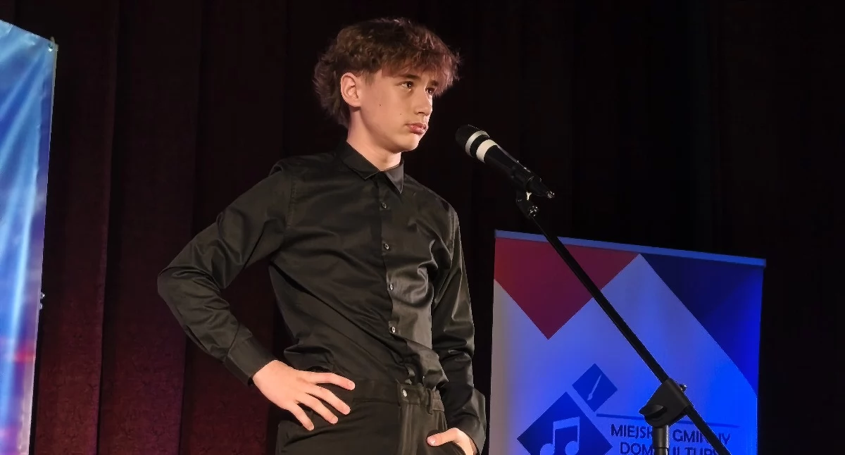 Na zdjęciu Franciszek Płatek, zdobywca Grand Prix - XXIII Regionalny Festiwal Wokalny Warta Song 2026 w MGDK Działoszyn / fot.: Joanna Major
