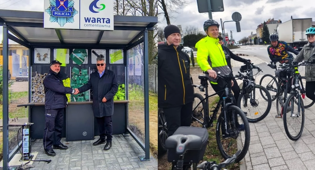 Na zdjęciu moment oficjalnego otwarcia Odblaskowego Punktu Rowerowego w Pajęcznie / Fot. Komenda Powiatowa Policji w Pajęcznie