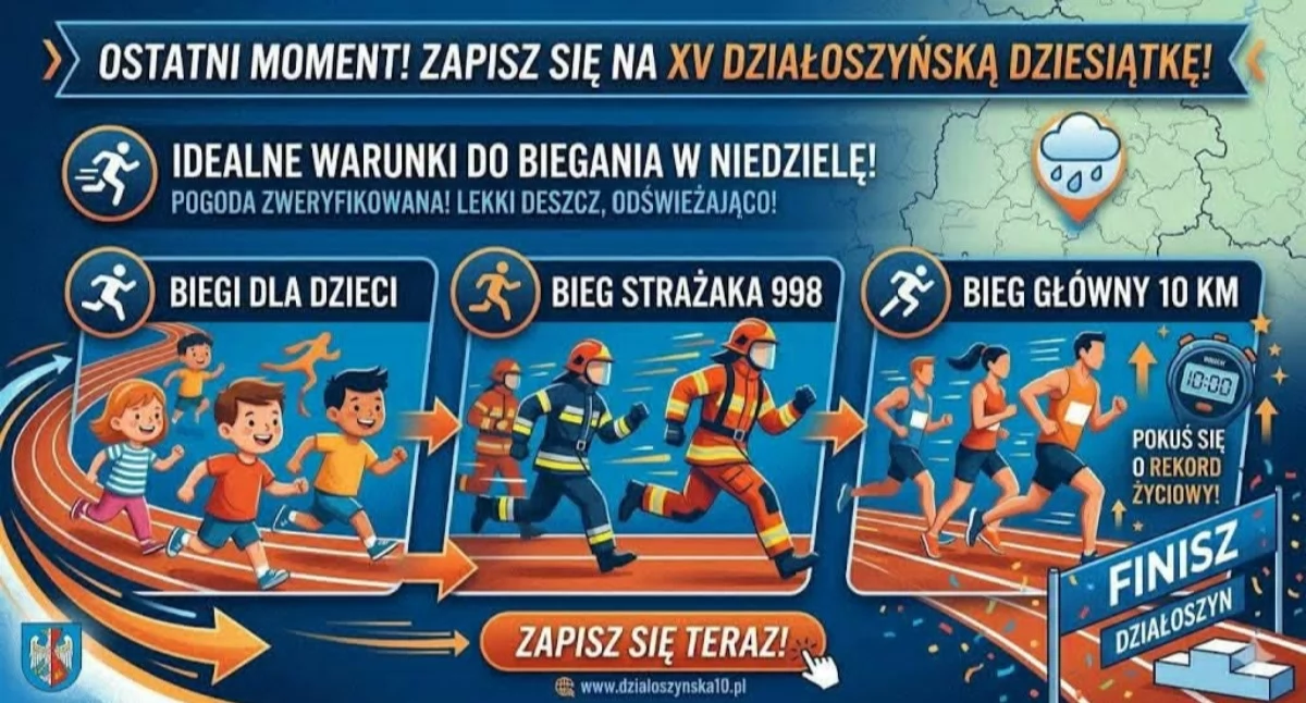 Zdjęcie przedstawia plakat Działoszyńskiej Dziesiątki