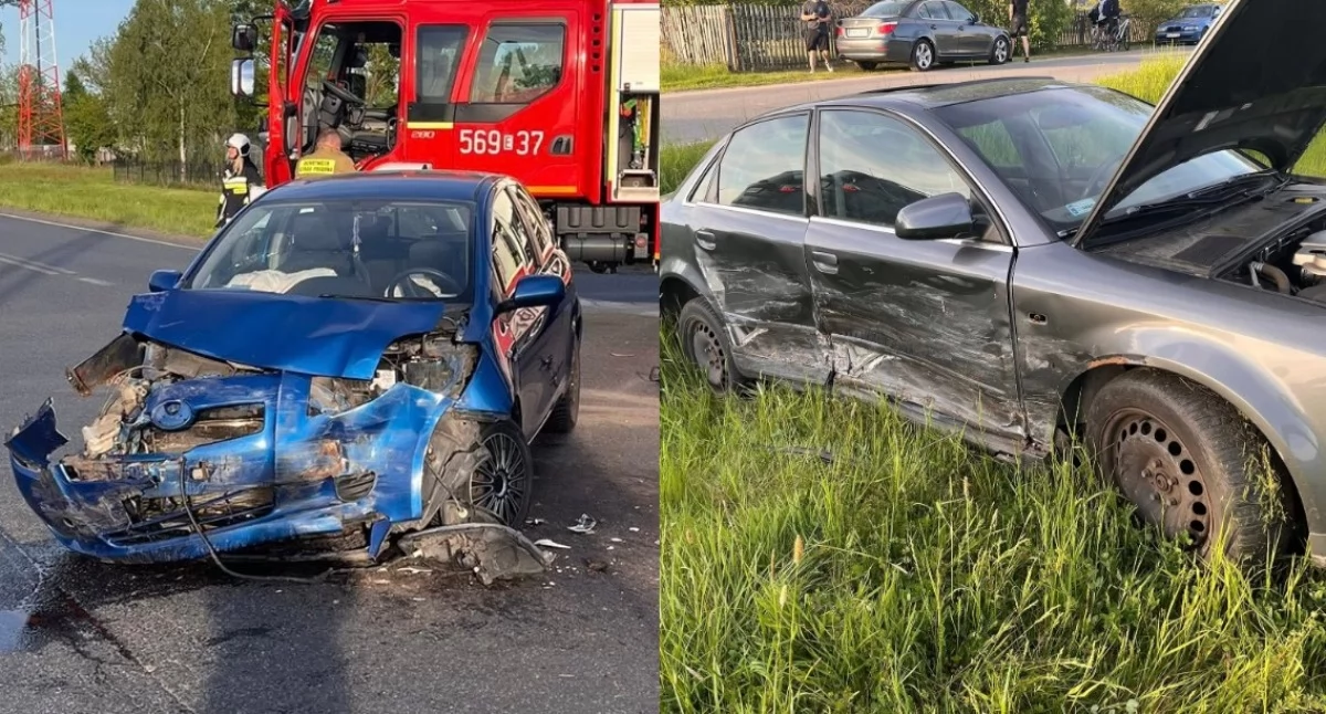 Na zdjęciu miejsce wypadku w Lututowie / Fot. Facebook / OSP KSRG Lututów