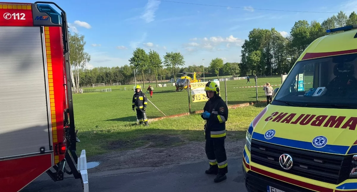 Zdjęcie pokazuje wypadek w miejscowości Bałucz. / fot.: KP PSP w Łasku