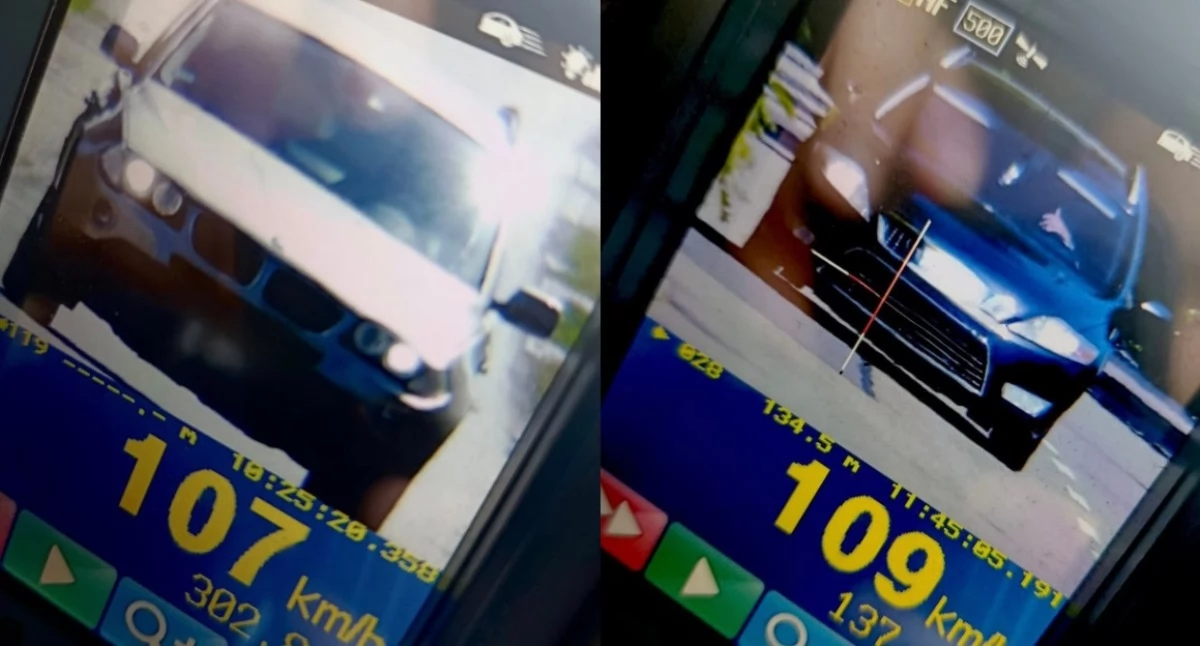 Na zdjęciu pomiary prędkości kierowców / Fot. KPP Radomsko 