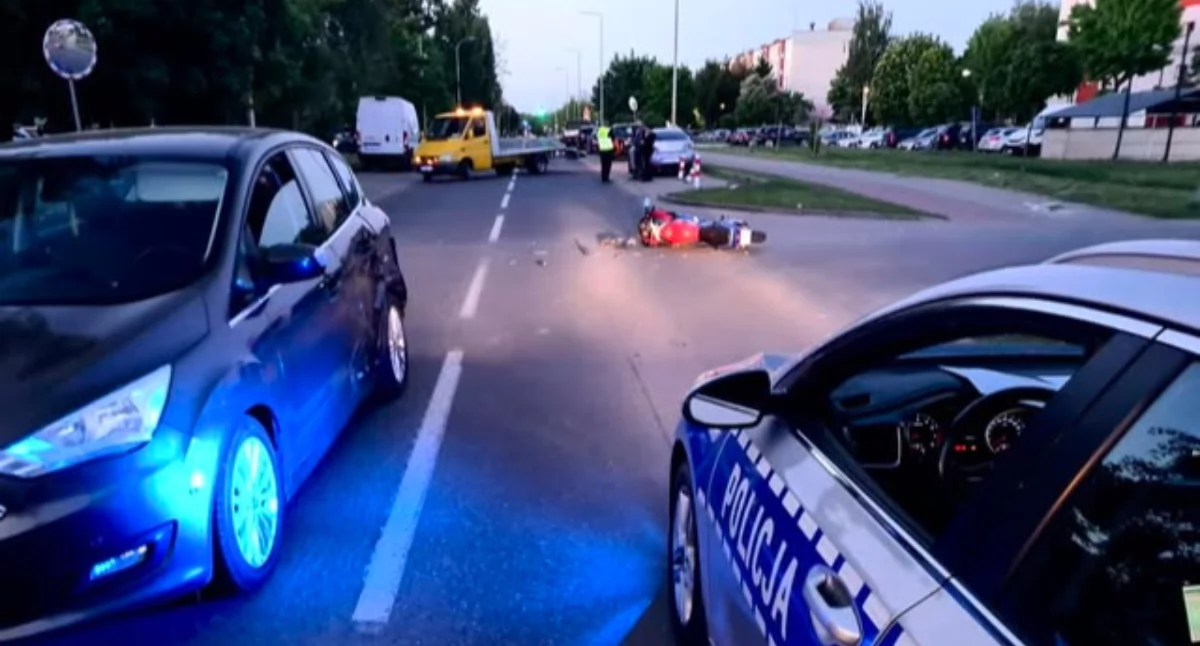 Na zdjęciu miejsce wypadku na ul. Jagiellońskiej w Radomsku / Fot. KPP Radomsko 