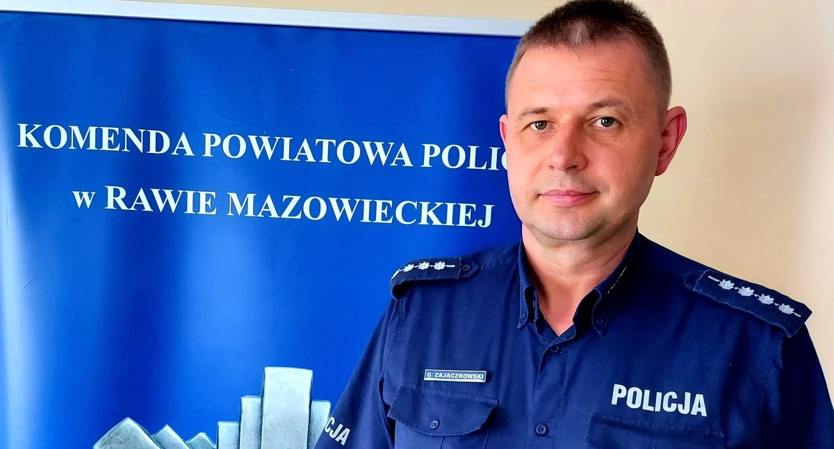 Na zdjęciu st. asp. Grzegorz Zajączkowski, który zatrzymał 25-latka / Fot. KPP Rawa Mazowiecka