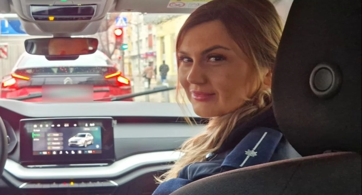 Na zdjęciu mł.a sp. Justyna Jurowska, która po służbie zatrzymała poszukiwanego mężczyznę / Fot. KPP Pabianice 