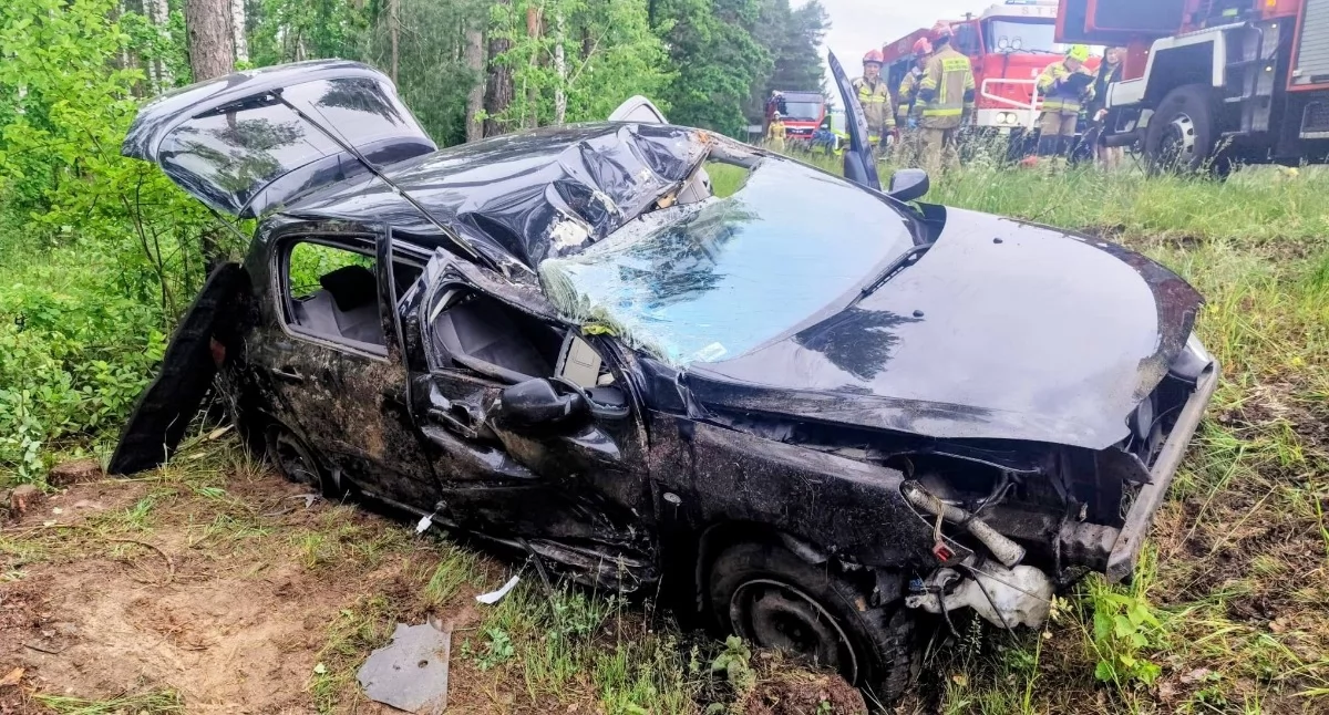 Wypadek w m. Ważne Młyny w gminie Nowa Brzeźnica, powiat pajęczański / fot.: KPP Pajęczno