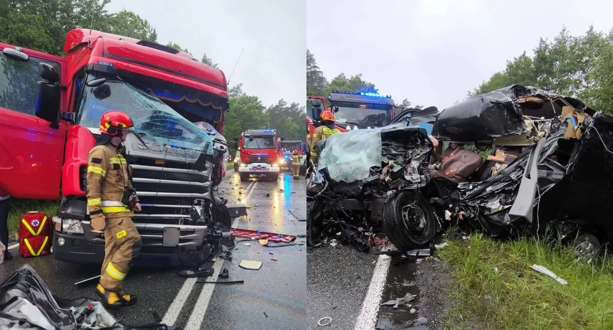 Na zdjęciu pojazdy, które uczestniczyły w tragicznym wypadku / Fot. Facebook / OSP Nieborów 