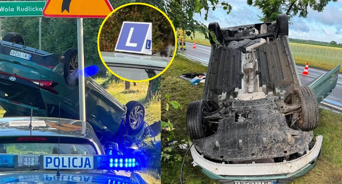 Zdjęcia z kolizji w Woli Rudlickiej w gminie Ostrówek / fot.: OSP KSRG Ostrówek