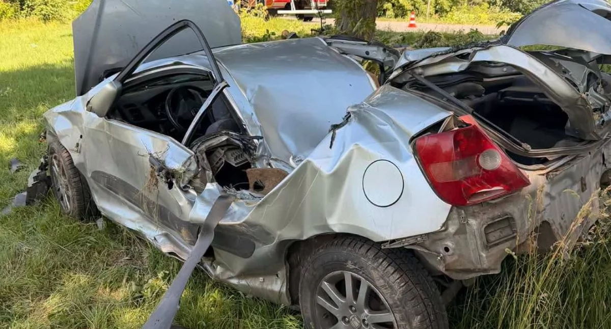Na zdjęciu miejsce wypadku / Fot. Facebook / OSP KSRG Sadkowice