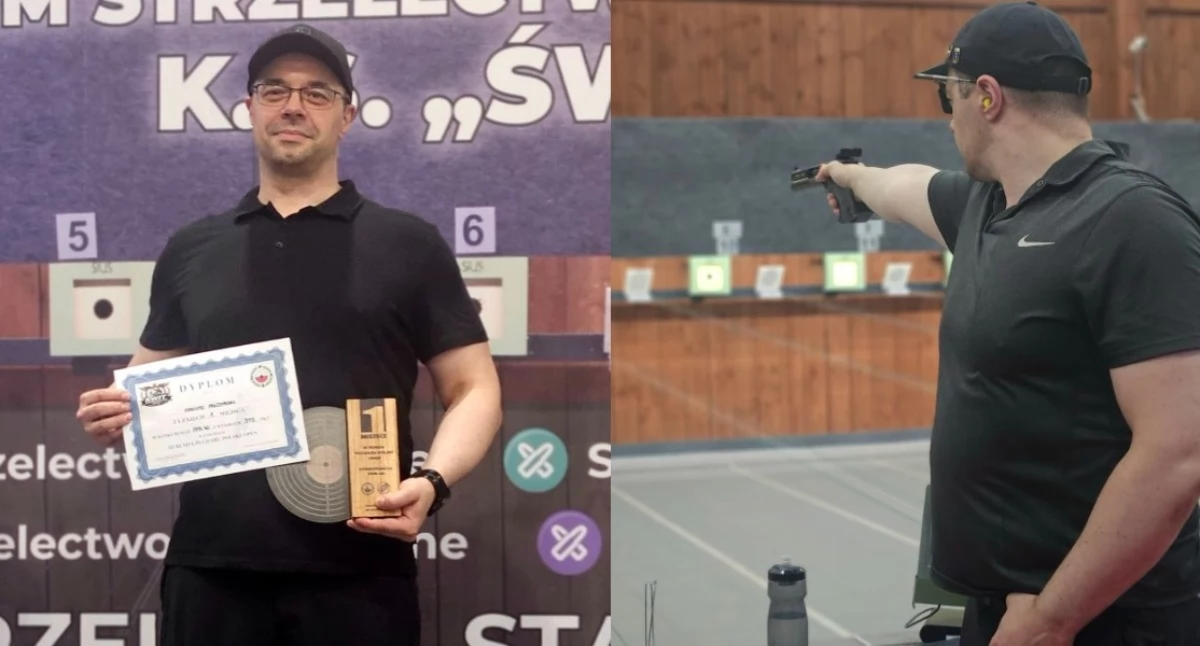 Na zdjęciu Mariusz Pałczyński, który zdobył dwa medale / Fot. Facebook / Okręgowy Klub Strzelectwa Sportowego 