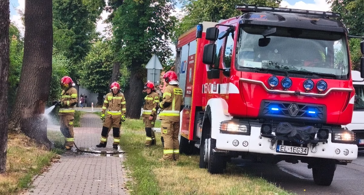 Zdjęcie z akcji gaśniczej na ul. 3 Maja w Wieluniu/fot.: Iwona Domagała