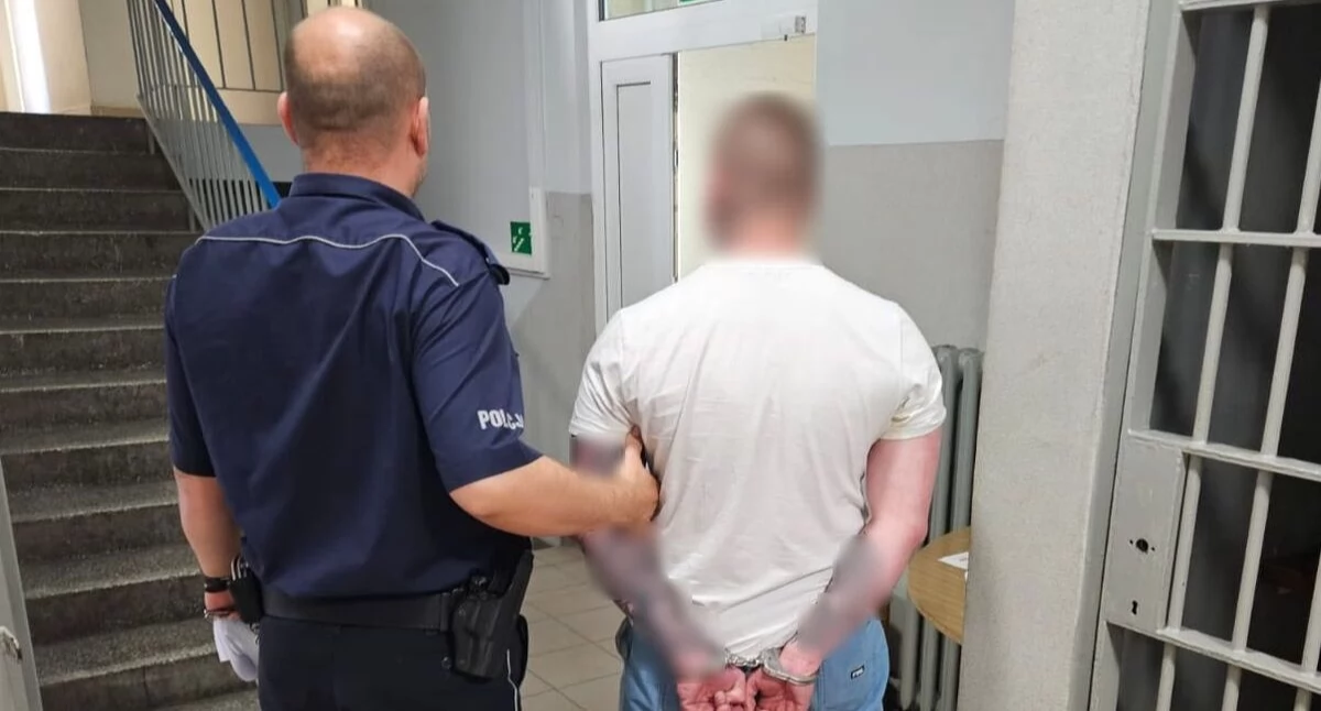 Na zdjęciu zatrzymany mężczyzna / Fot. KPP Wieluń