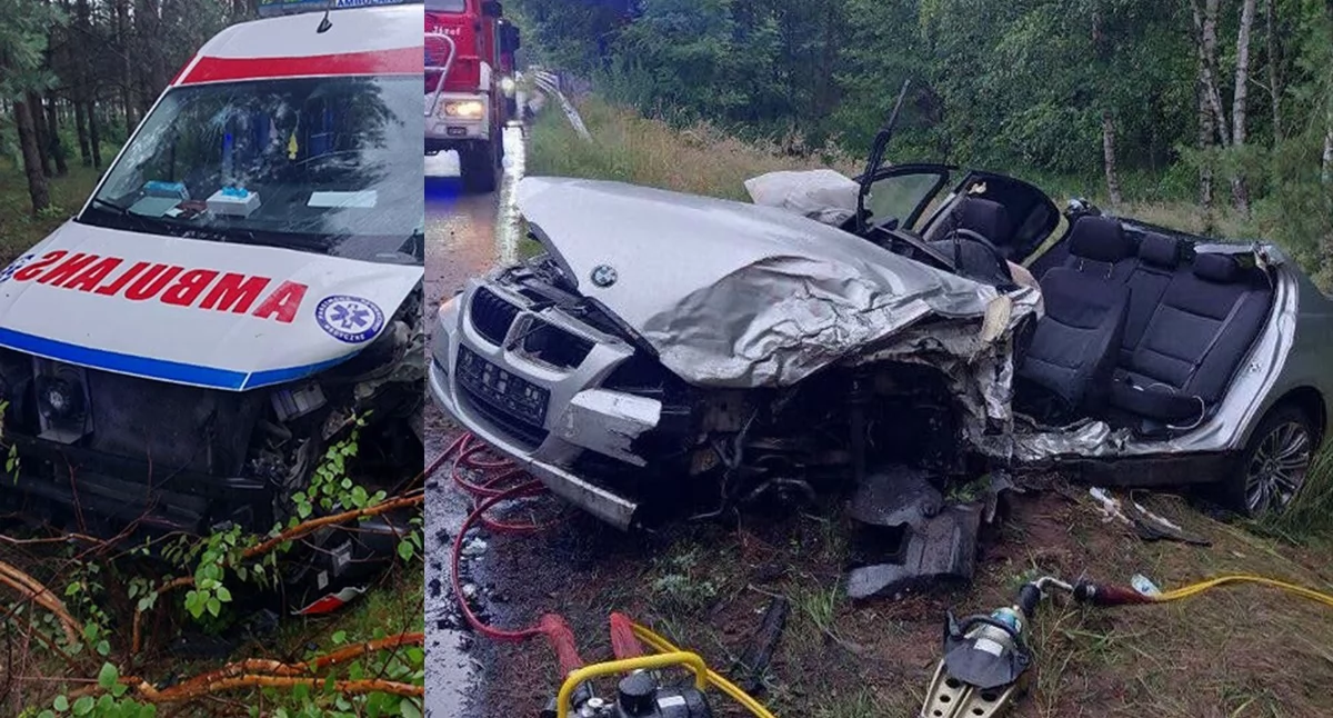 Zdjęcia z wypadku w powiecie radomszczańskim / fot.: KPP Radomsko oraz KP PSP Radomsko