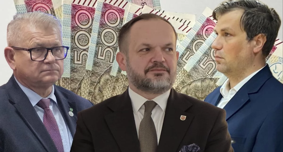 Na zdjęciu od lewej: przewodniczący Rady Powiatu Andrzej Stępień, starosta wieluński Maciej Bryś i wicestarosta Krzysztof Dziuba / fot.: Sławomir Rajch