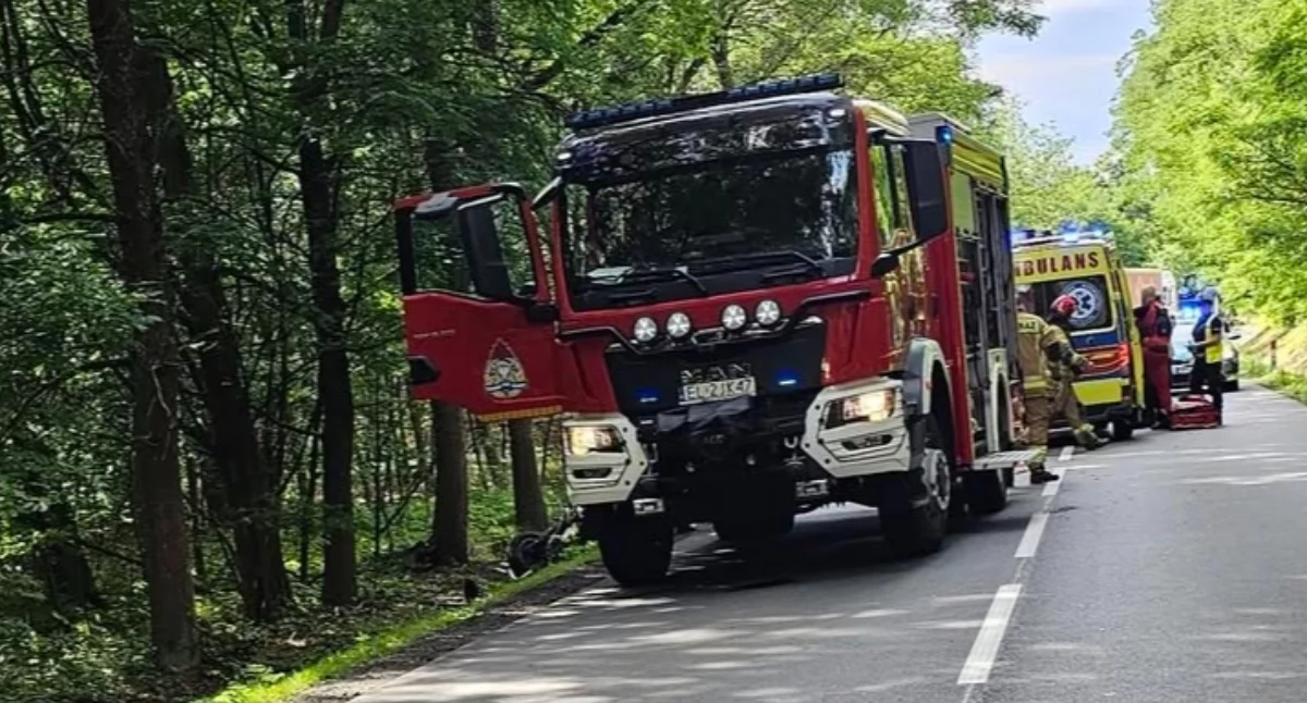 Na zdjęciu miejsce wypadku w miejscowości Chojne / Fot. Facebook / OSP KSRG Chojne