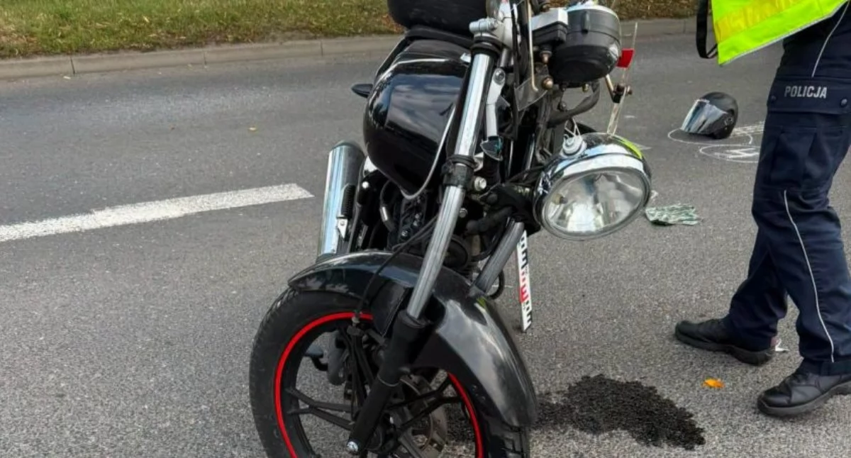 Zdjęcie z wypadku motocyklisty w Piotrkowie Trybunalskim / fot. Komenda Miejska Policji w Piotrkowie Trybunalskim