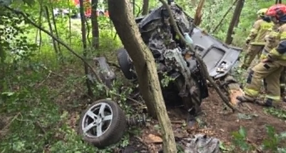 Na zdjęciu wypadek na DW480 w m. Ligota (gm. Burzenin, pow. sieradzki) / fot.: KPP w Sieradzu