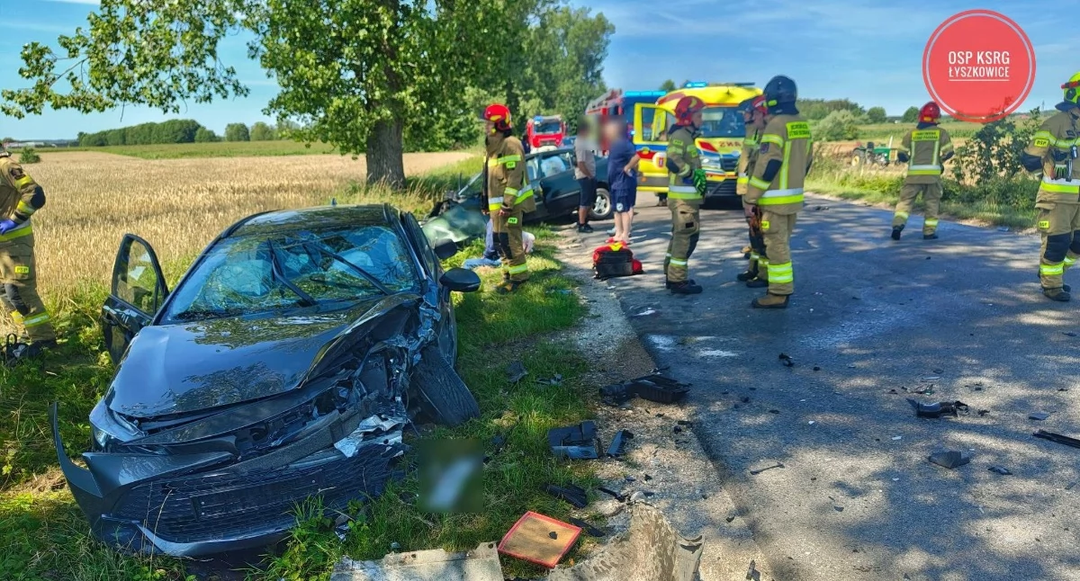 Na zdjęciu miejsce wypadku w Kolonii Łyszkowice / Fot. Facebook / OSP KSRG Łyszkowice