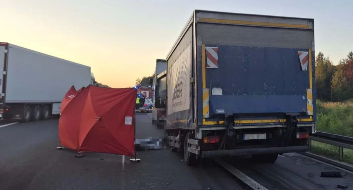 Na zdjęciu śmiertelny wypadek na autostradzie A4 w Katowicach / fot.: Policja Śląska