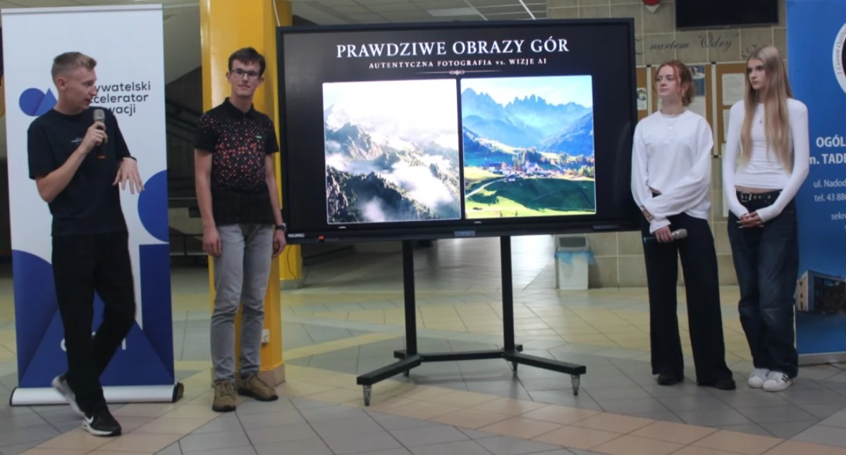Zdjęcie ze spotkania podsumowującego projekt w I LO w Wieluniu/fot.: Obywatelski Akcelerator Innowacji