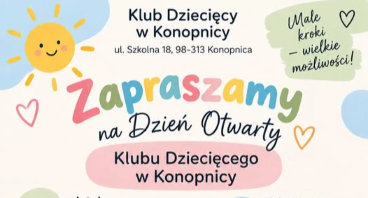 Zdjęcie ilustracyjne plakatu zapowiadającego Dzień Otwarty Klubu Dziecięcego w Konopnicy / fot.: archiwum UG w Konopnicy