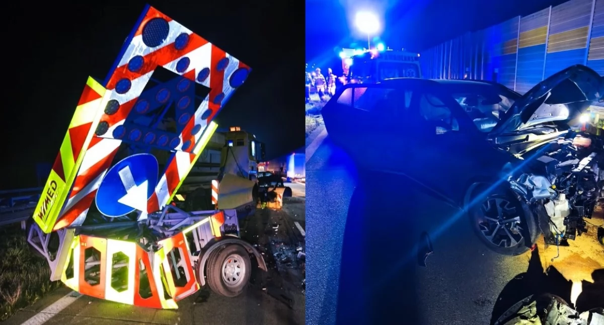 Na zdjęciu miejsce zdarzenia na trasie S8 / Fot. KPP Łask