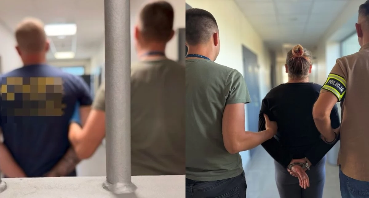 Na zdjęciu zatrzymani sprawcy kradzieży / Fot. KPP Poddębice