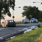 Na zdjęciu wypadek i pożar auta i motocykla w Pątnowie na DK43 / fot.: Joanna Major