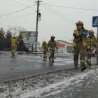 Na zdjęciu kolizja w Czarnożyłach, pow. wieluński. Zderzenie busa z ciężarówką / fot.:...