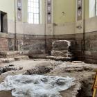 Zdjęcie pokazuje kościół ewangelicki w Wieluniu podczas wykopalisk archeologicznych. /...