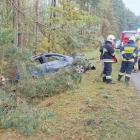 Zdjęcie z miejsca groźnie wyglądającej kolizji w Ważnych Młynach (gm. Nowa Brzeźnica,...