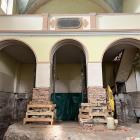 Zdjęcie pokazuje kościół ewangelicki w Wieluniu podczas wykopalisk archeologicznych. /...