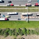 Na zdjęciu wypadek dwóch autokarów wiozących dzieci na A4 / fot.: KPP w Mysłowicach
