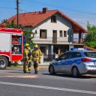 Na zdjęciu wypadek w Lututowie. Zderzenie auta z motocyklem / fot.: Joanna Major